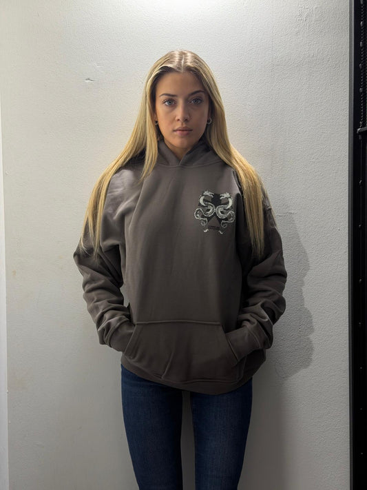 felpa cappuccio comme des fuckdown con stampa sul davanti e retro